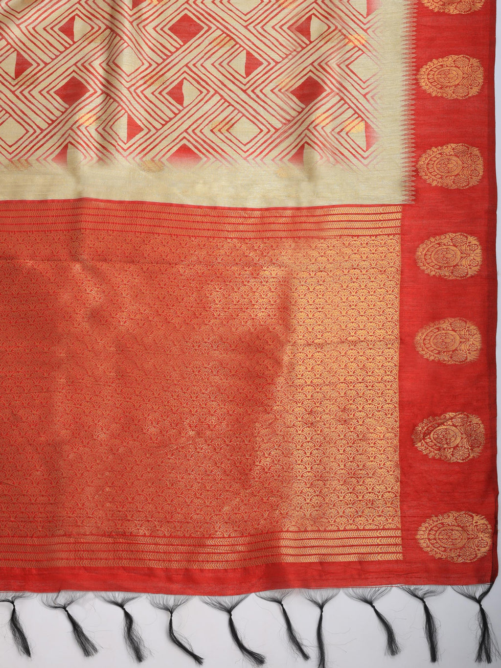 Geometric Print Art Tussar Saree