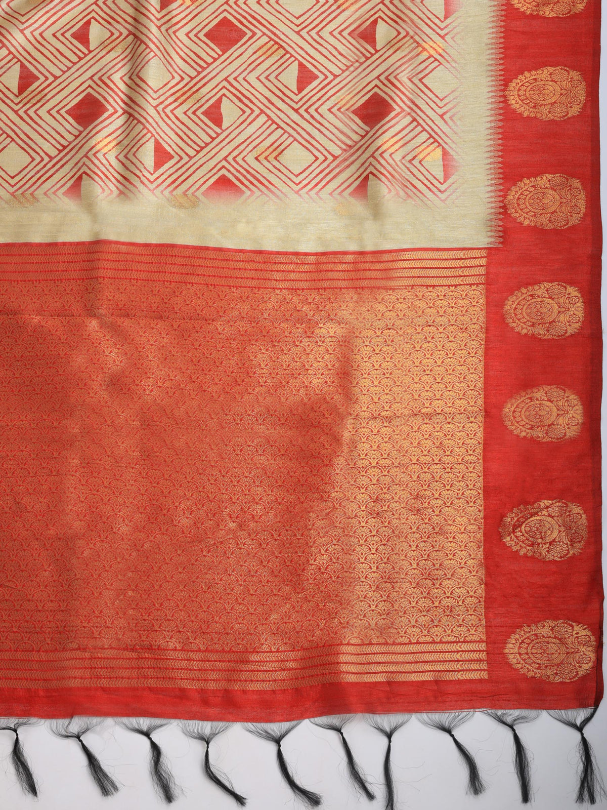 Geometric Print Art Tussar Saree