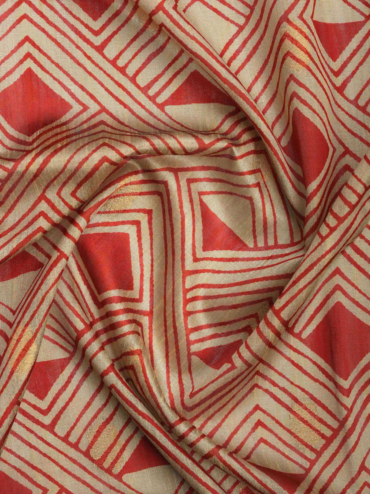 Geometric Print Art Tussar Saree