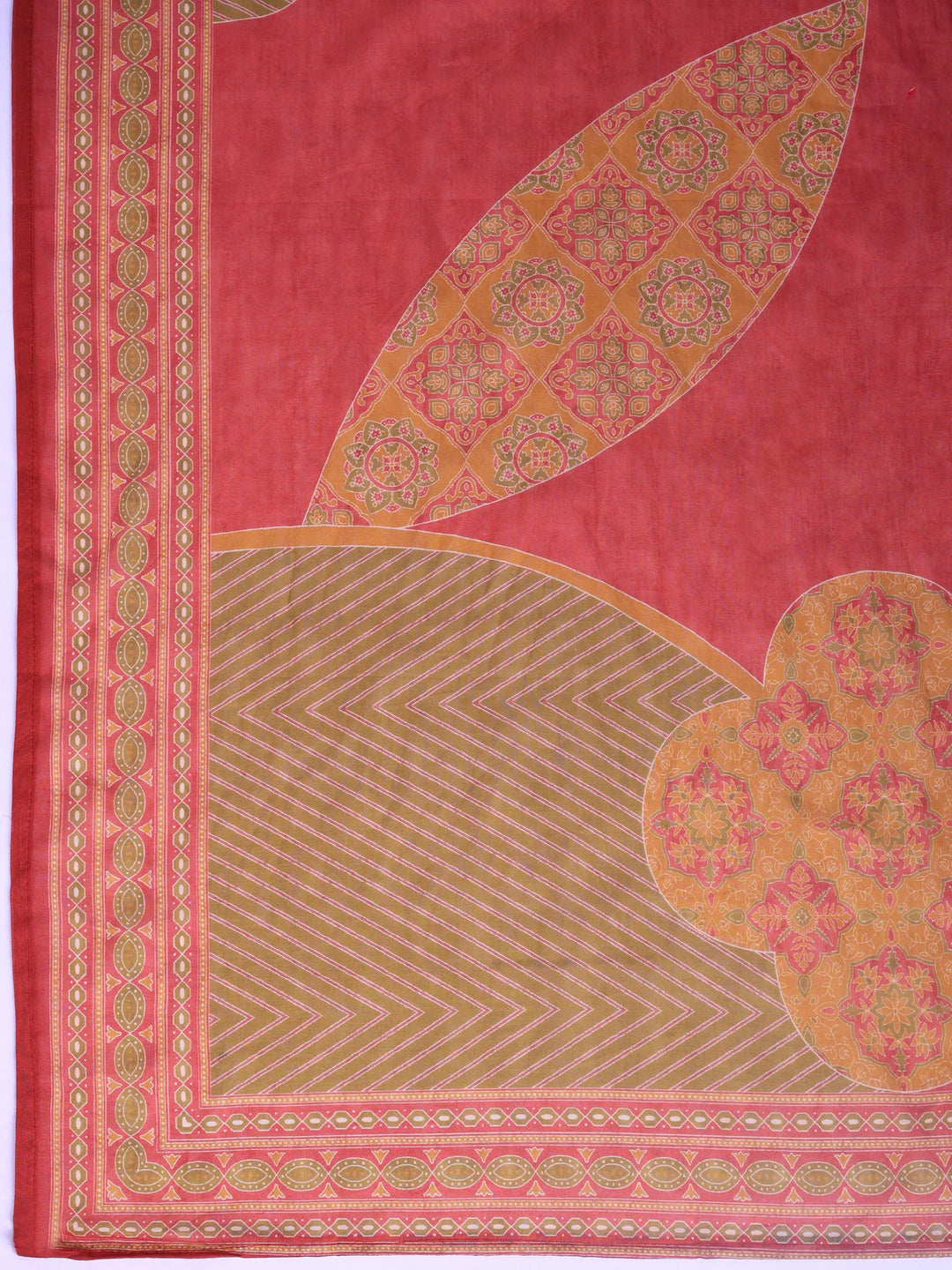 Dull Pink Printed Cotton Blend Kurta With Pant &amp; Dupatta