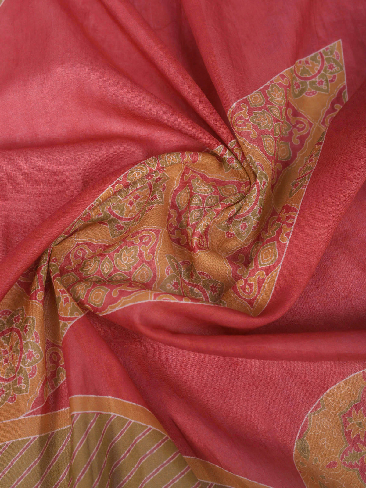 Dull Pink Printed Cotton Blend Kurta With Pant & Dupatta