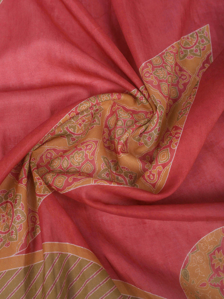 Dull Pink Printed Cotton Blend Kurta With Pant &amp; Dupatta