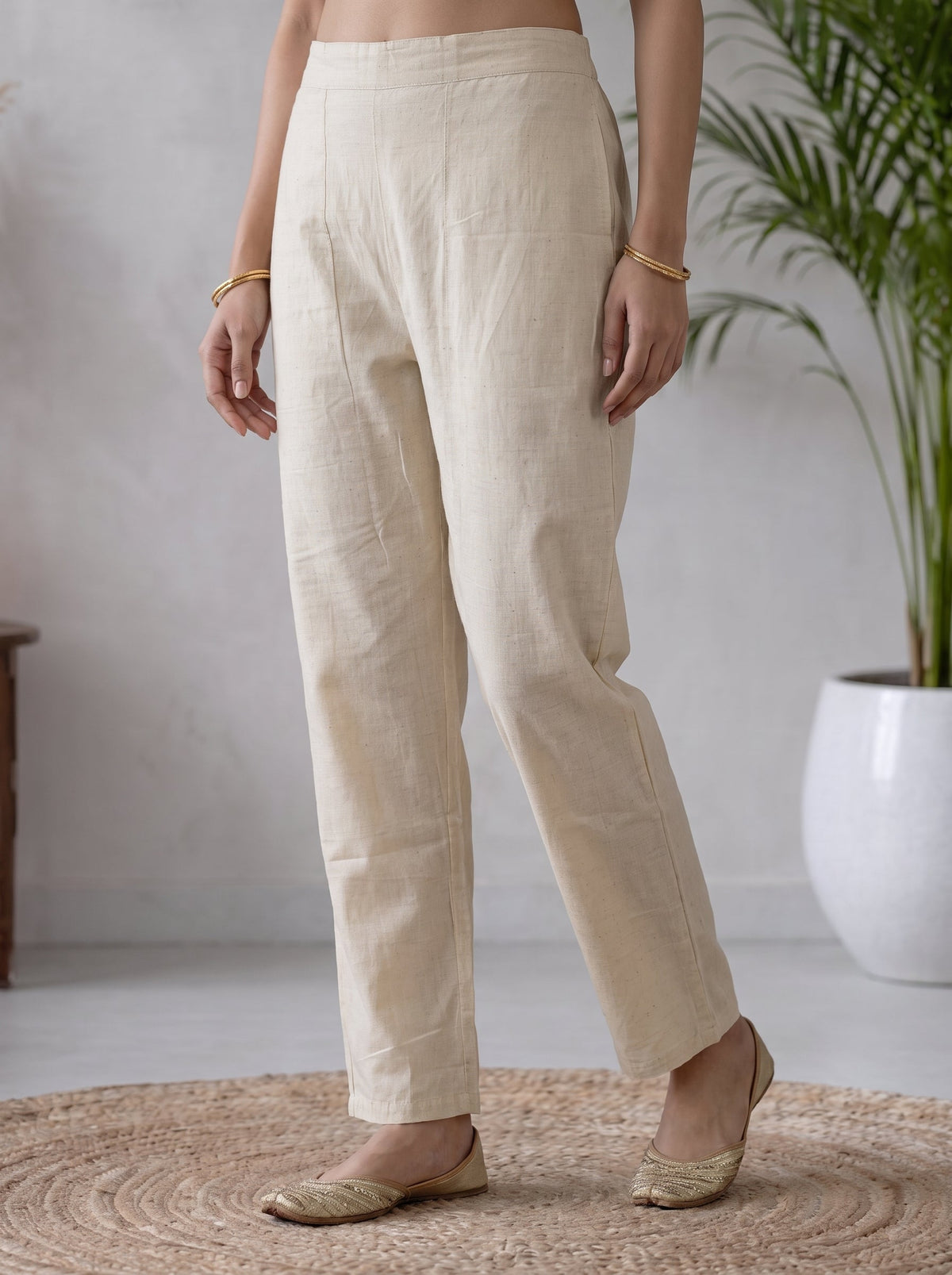 Off White Printed Cotton Blend Kurta With Pant & Dupatta