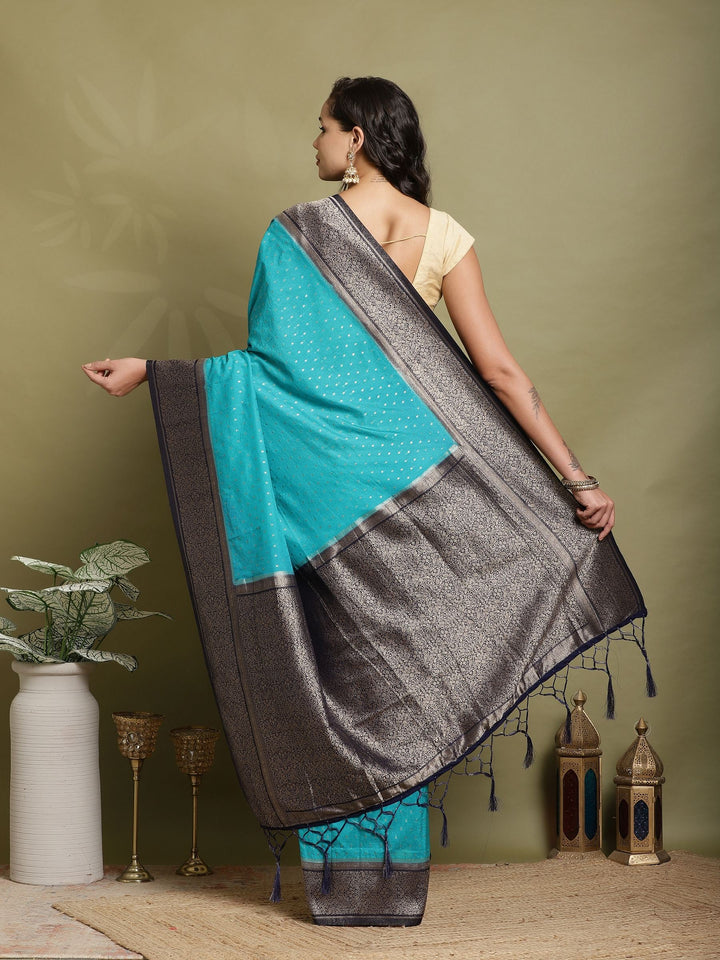 Polka Dot Woven Booti Crepe Saree