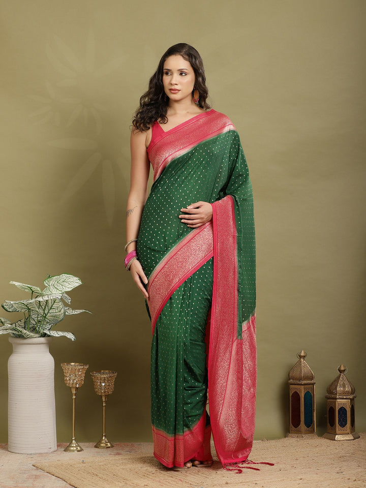 Polka Dot Woven Booti Crepe Saree