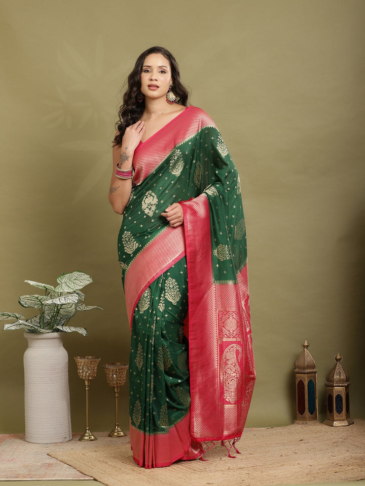 Zari Booti Woven  Crepe Saree