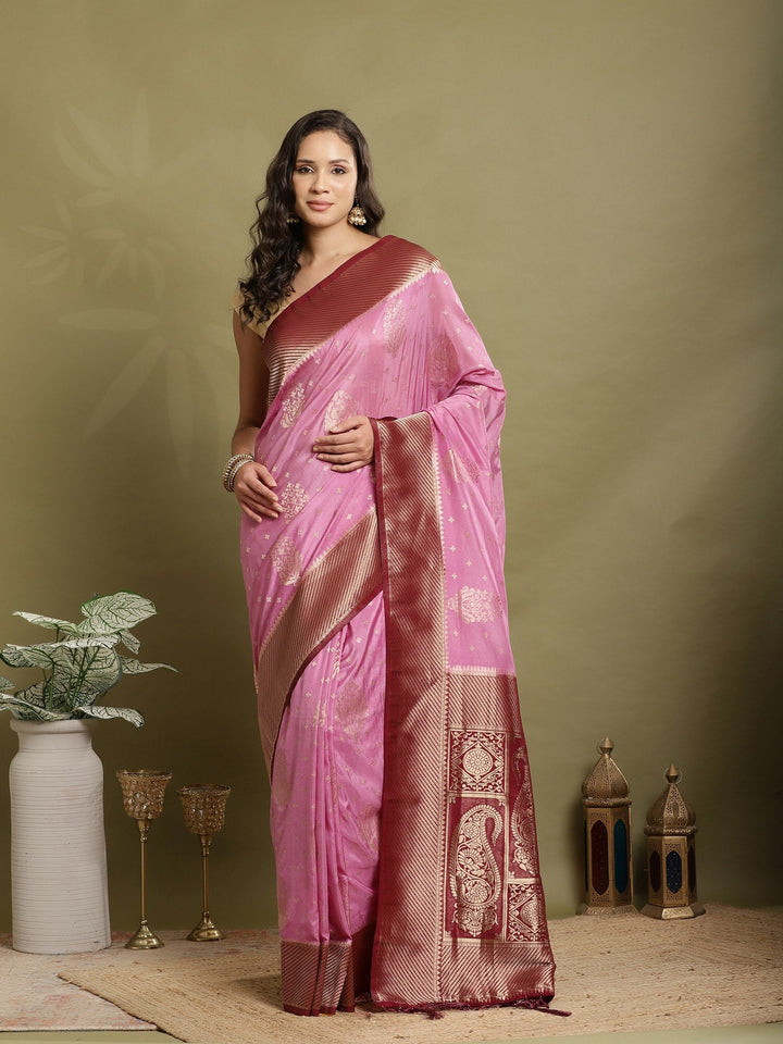 Zari Booti Woven  Crepe Saree