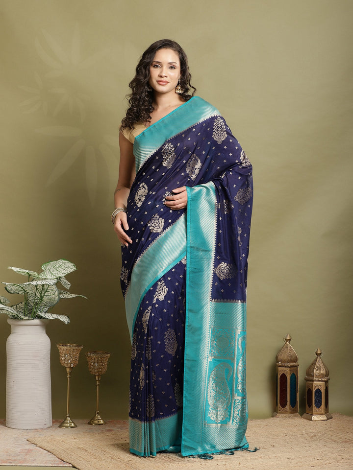 Zari Booti Woven  Crepe Saree