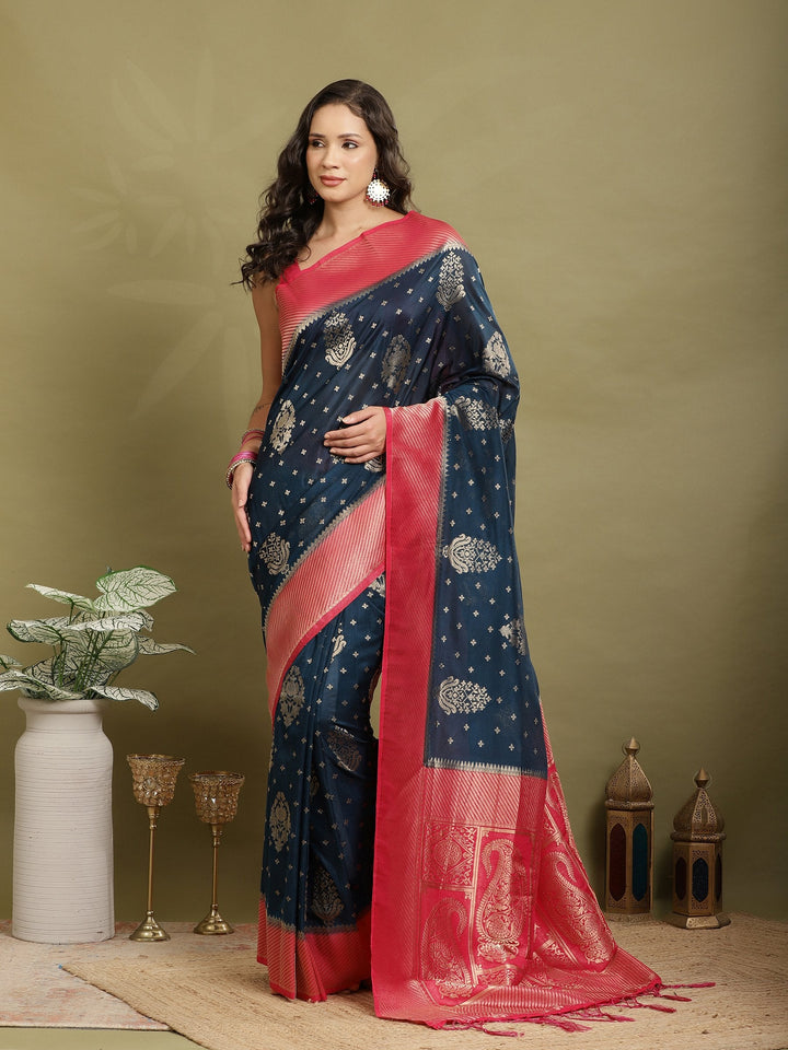 Zari Booti Woven  Crepe Saree