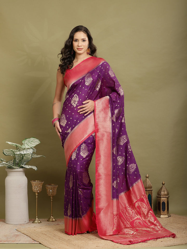 Zari Booti Woven  Crepe Saree