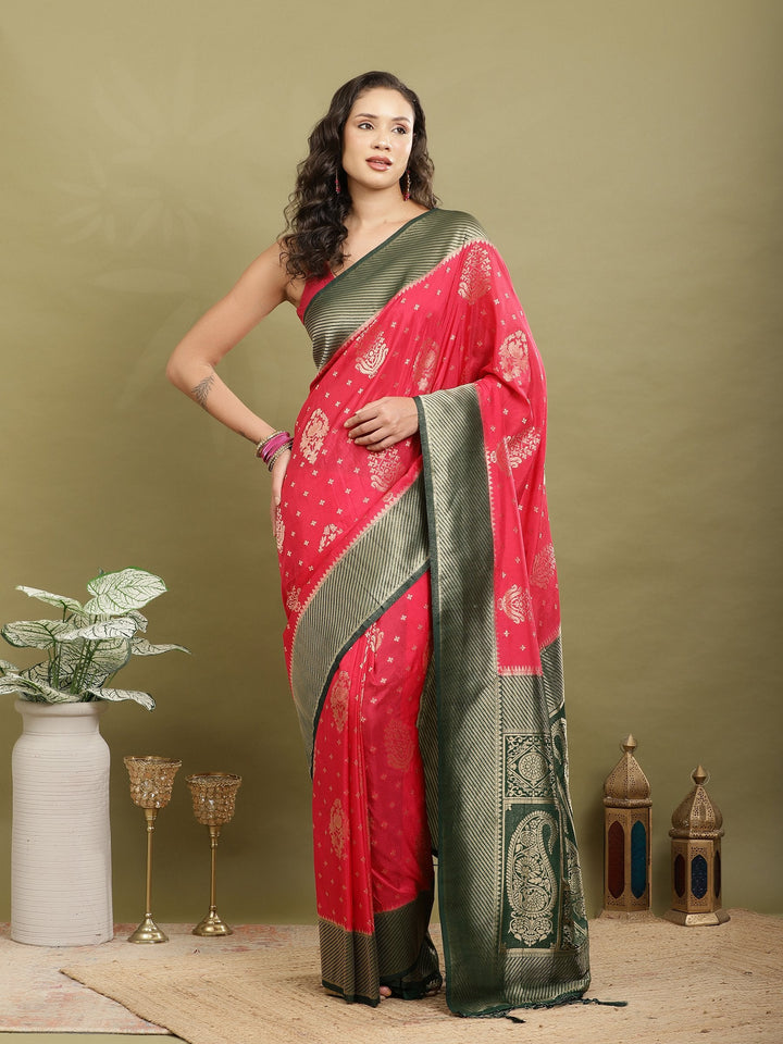 Zari Booti Woven  Crepe Saree