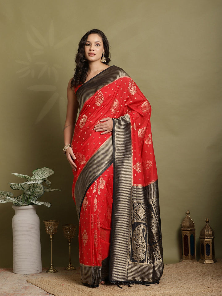 Zari Booti Woven  Crepe Saree