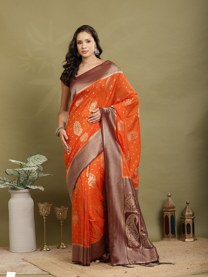 Zari Booti Woven  Crepe Saree