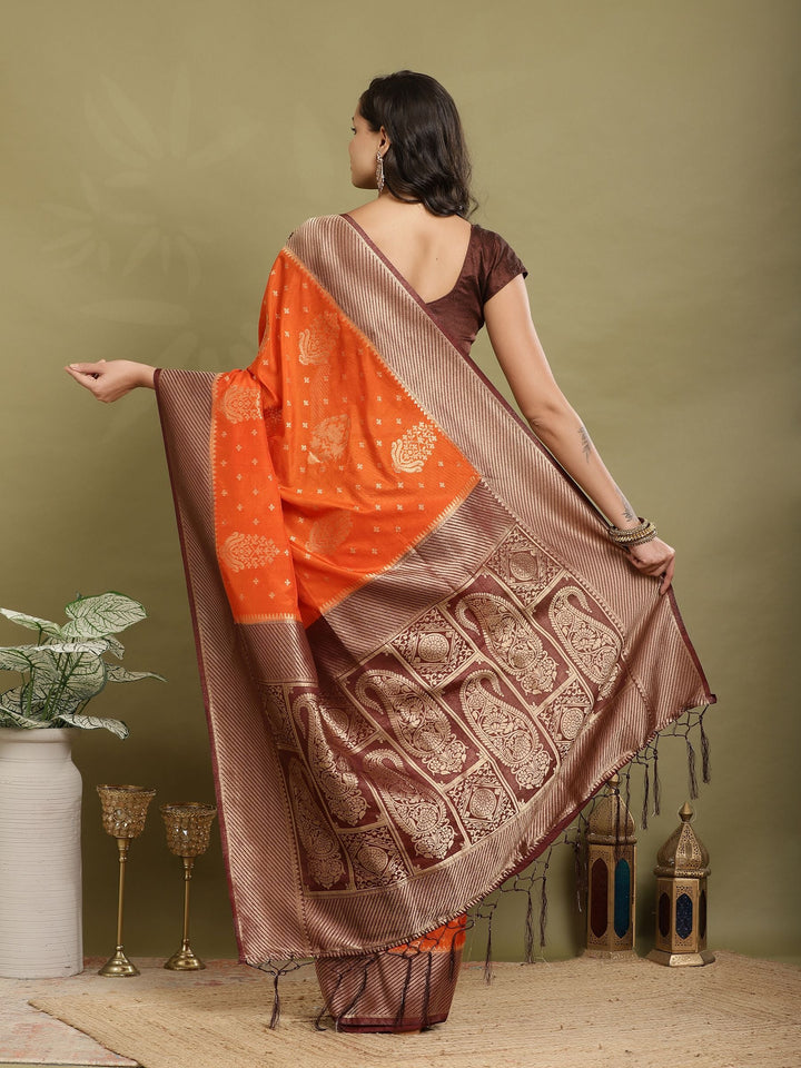 Zari Booti Woven  Crepe Saree