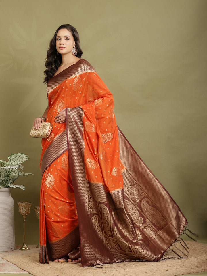 Zari Booti Woven  Crepe Saree