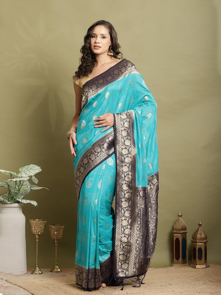 Zari Booti Woven  Crepe Saree