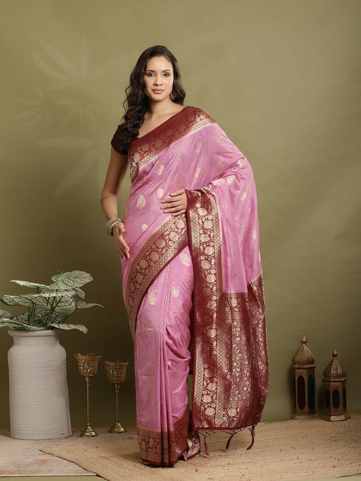 Zari Booti Woven  Crepe Saree