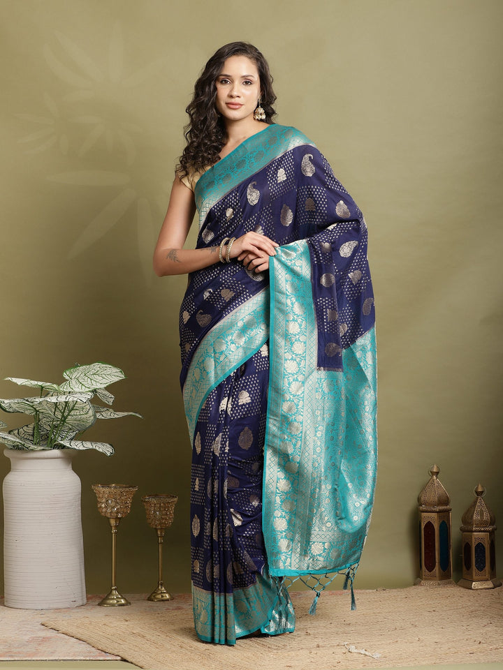 Zari Booti Woven  Crepe Saree
