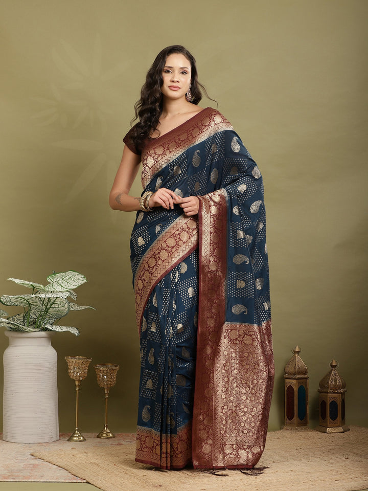 Zari Booti Woven  Crepe Saree