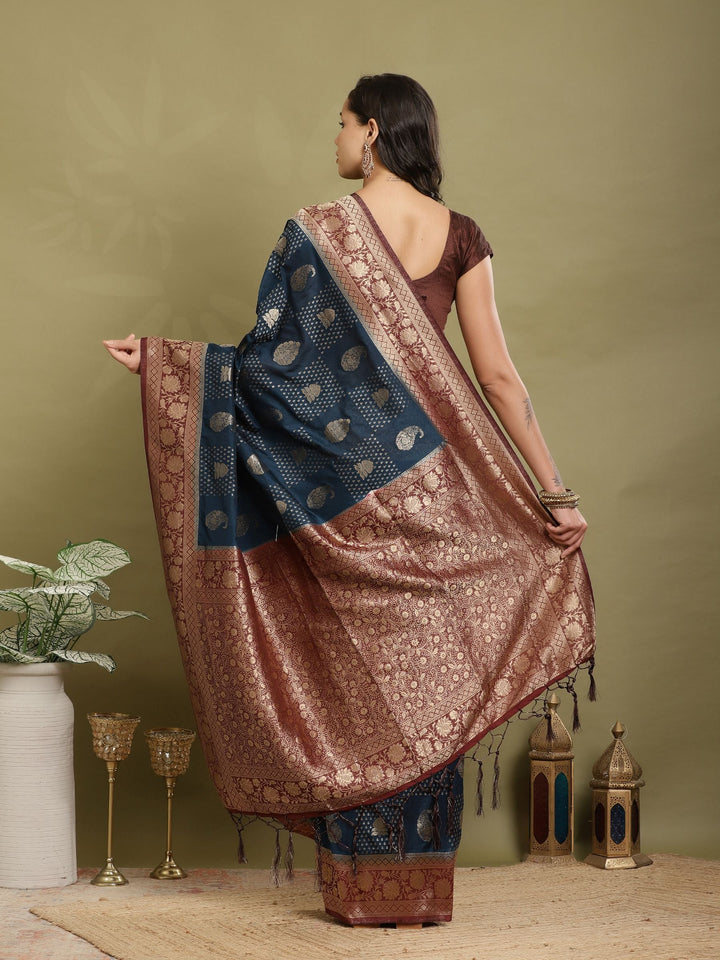 Zari Booti Woven  Crepe Saree