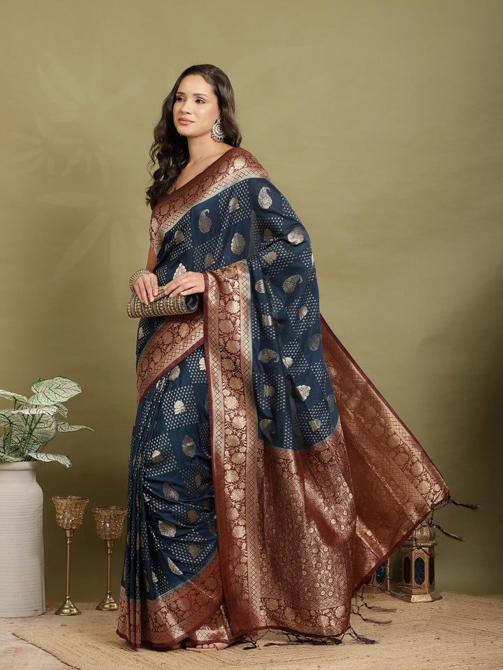 Zari Booti Woven  Crepe Saree