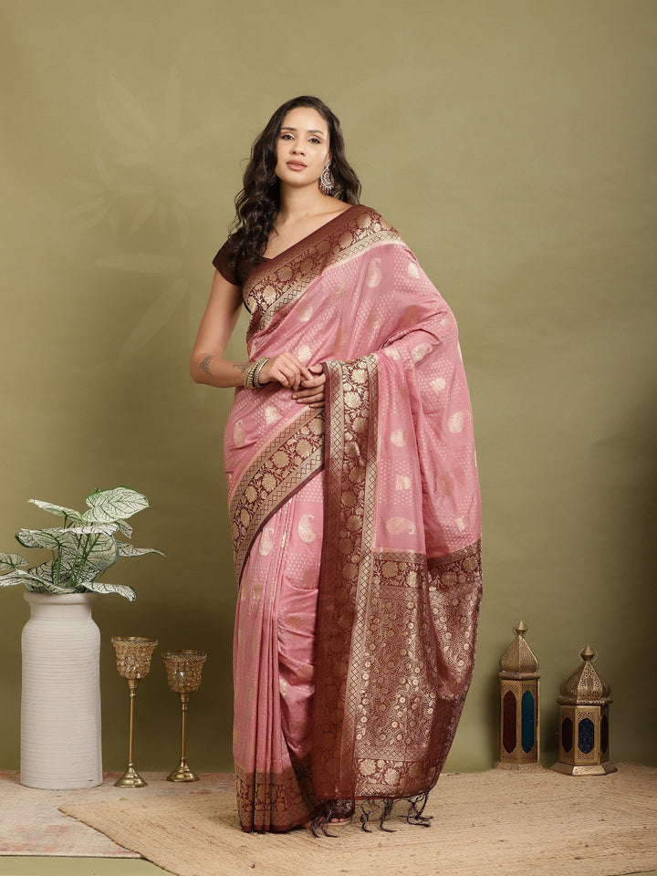 Zari Booti Woven  Crepe Saree