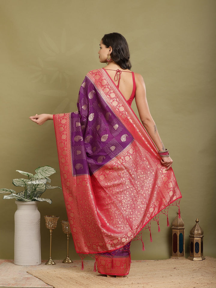 Zari Booti Woven  Crepe Saree