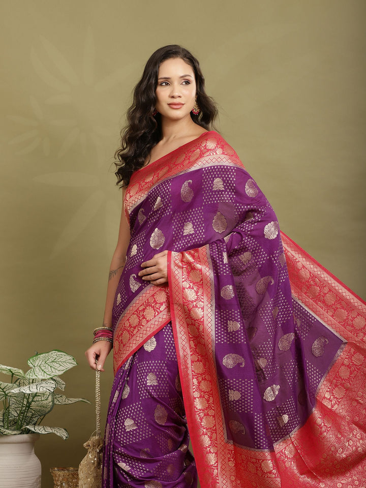 Zari Booti Woven  Crepe Saree