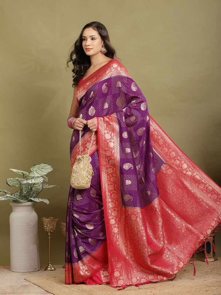 Zari Booti Woven  Crepe Saree