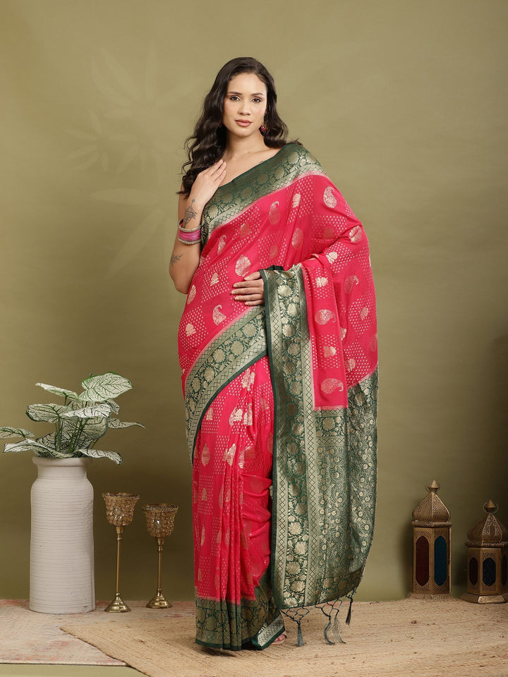 Zari Booti Woven  Crepe Saree