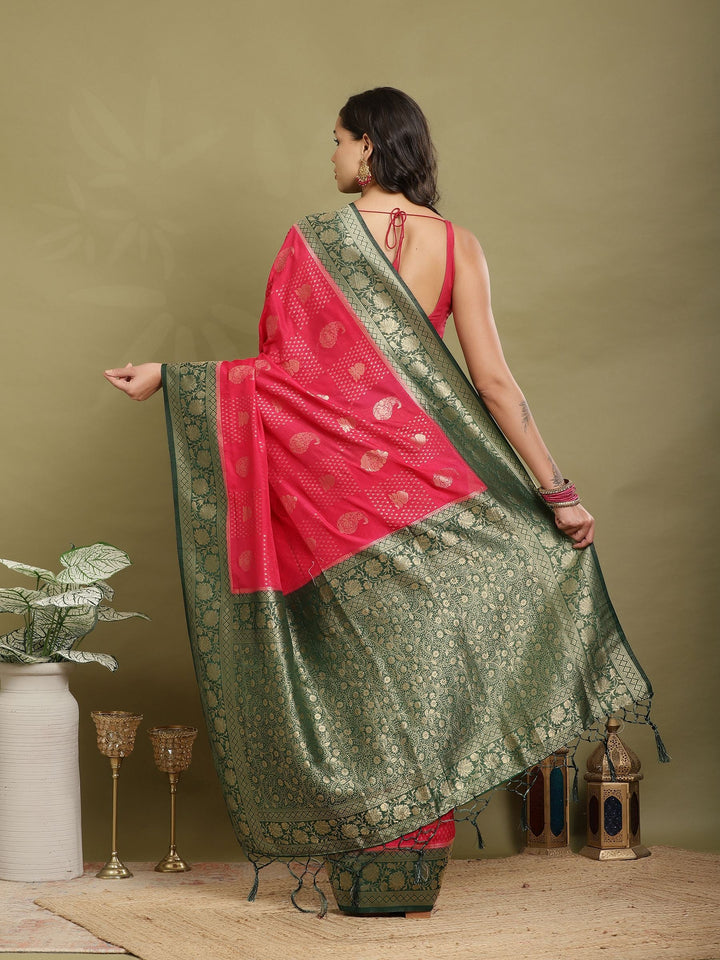Zari Booti Woven  Crepe Saree