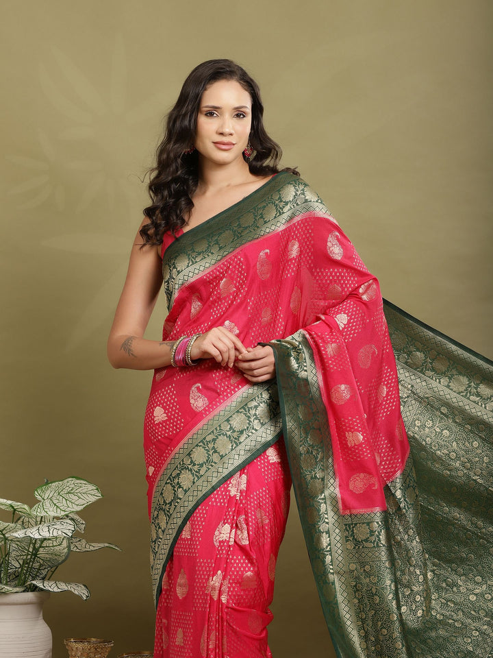 Zari Booti Woven  Crepe Saree