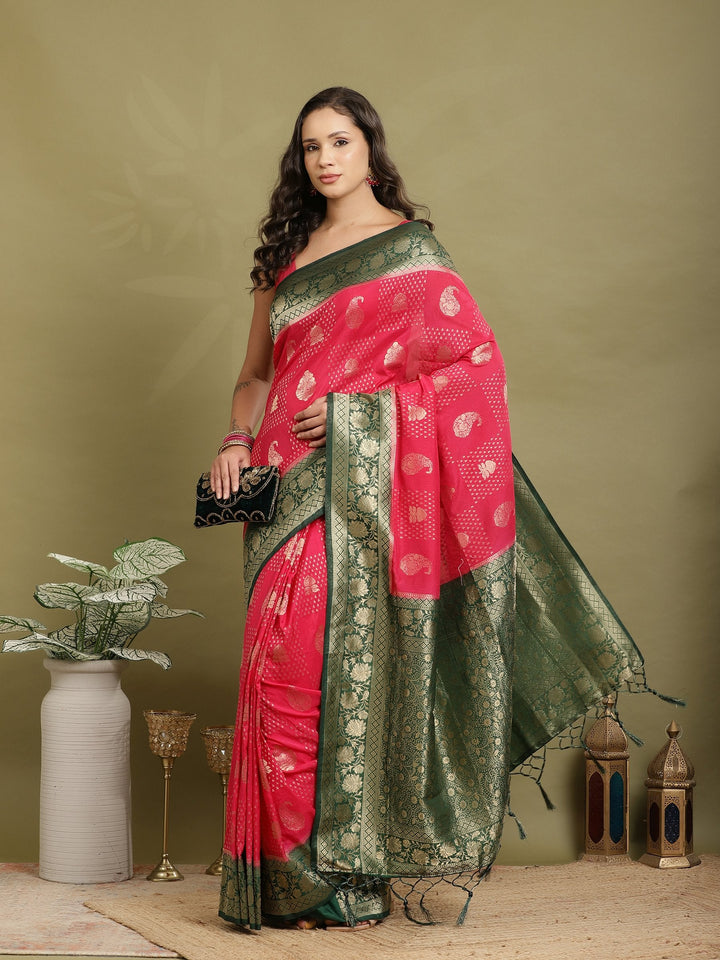 Zari Booti Woven  Crepe Saree