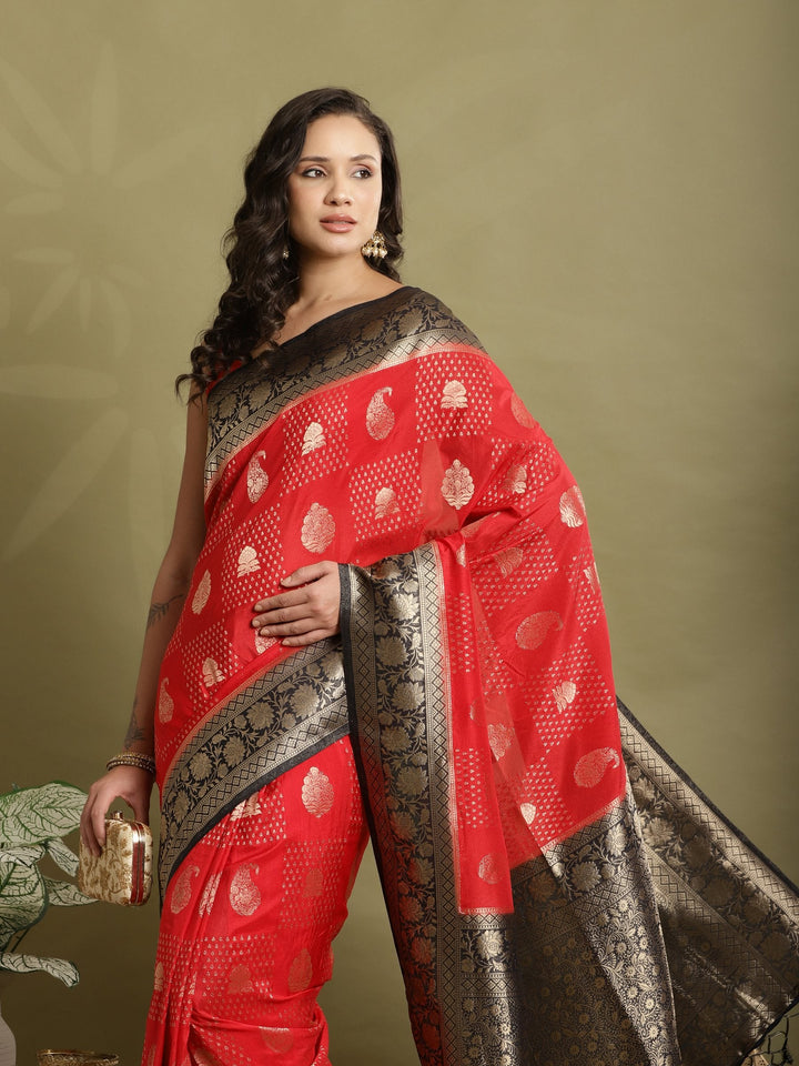 Zari Booti Woven  Crepe Saree