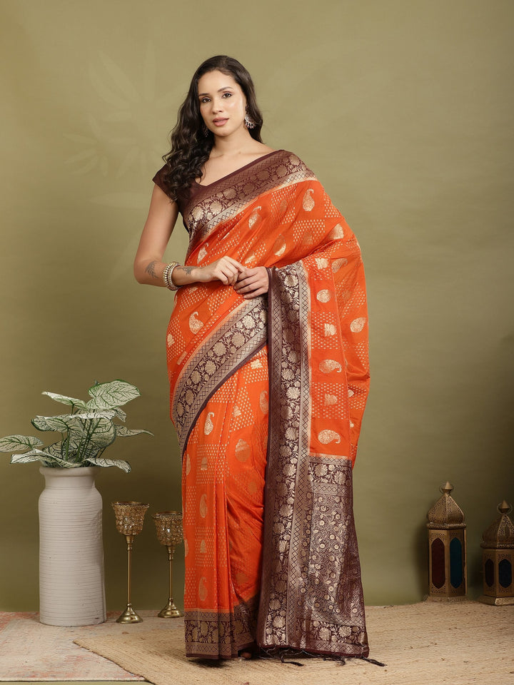 Zari Booti Woven  Crepe Saree