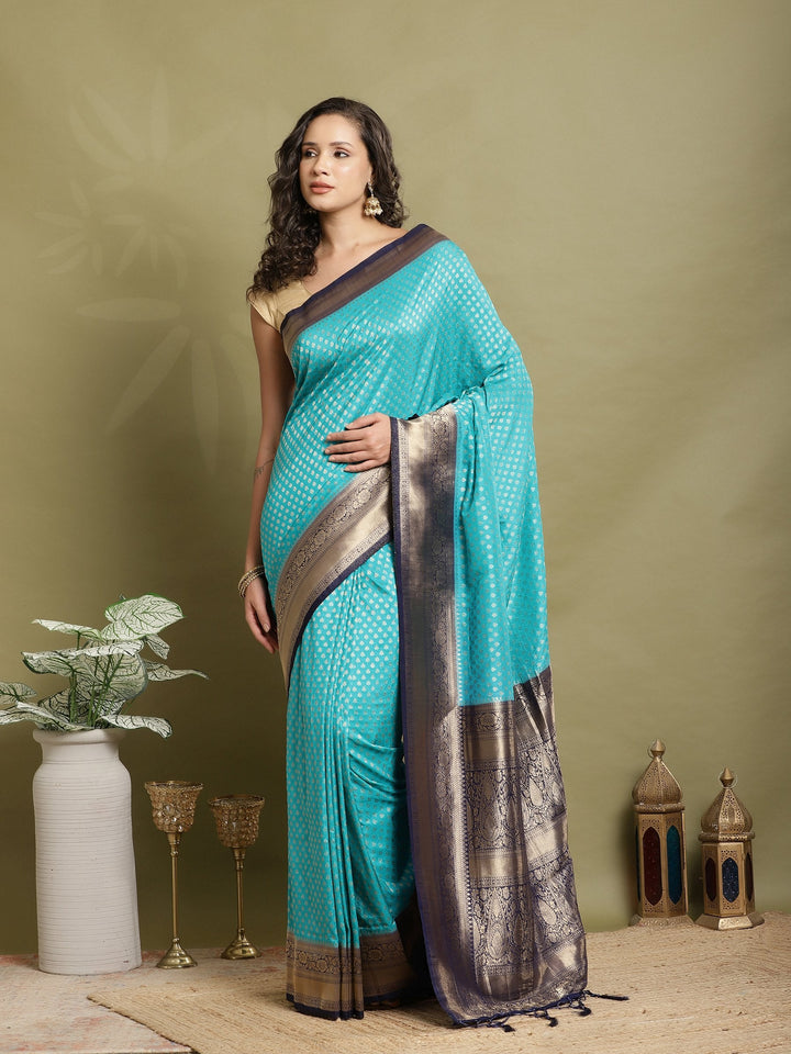 Zari Booti Woven  Crepe Saree