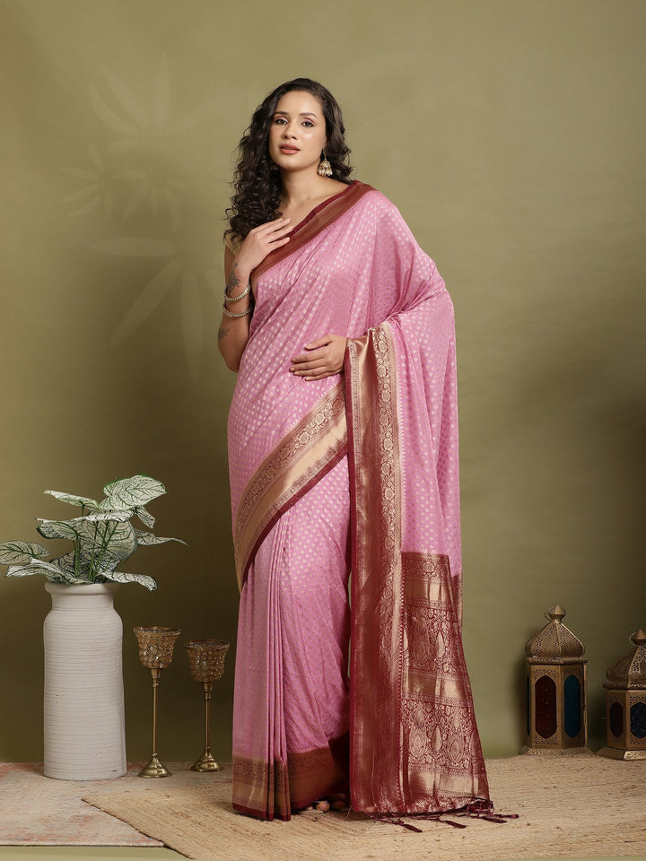 Zari Booti Woven  Crepe Saree
