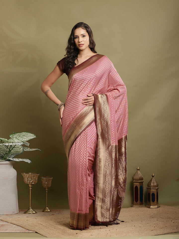 Zari Booti Woven  Crepe Saree