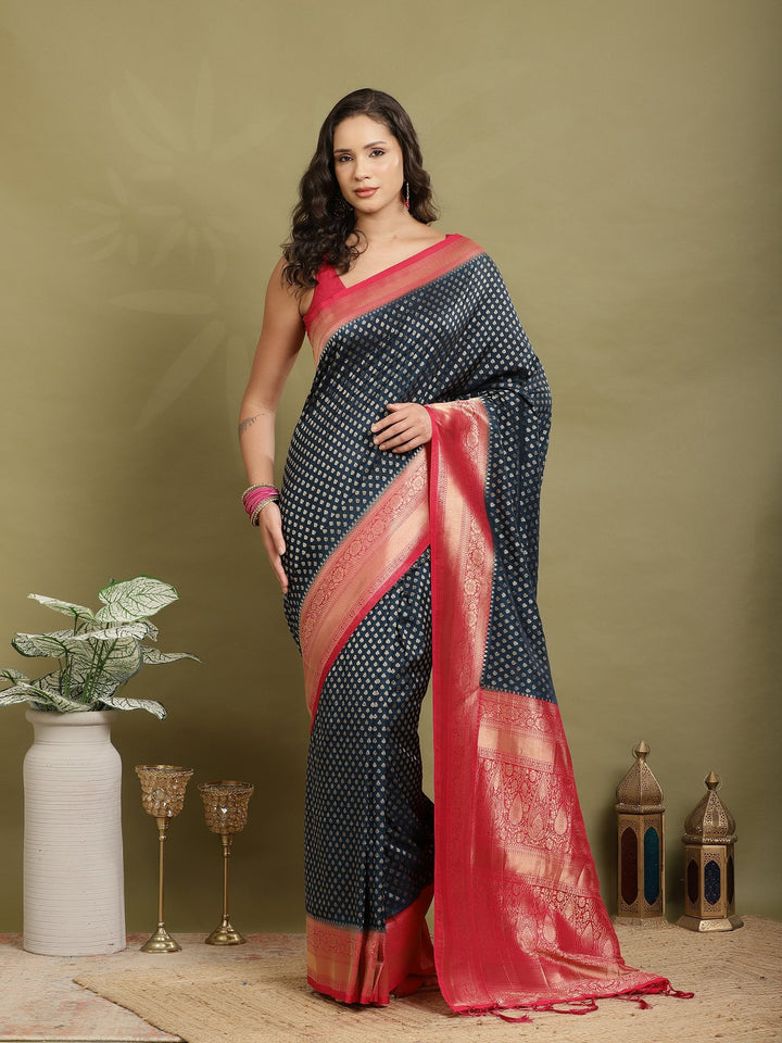 Zari Booti Woven  Crepe Saree