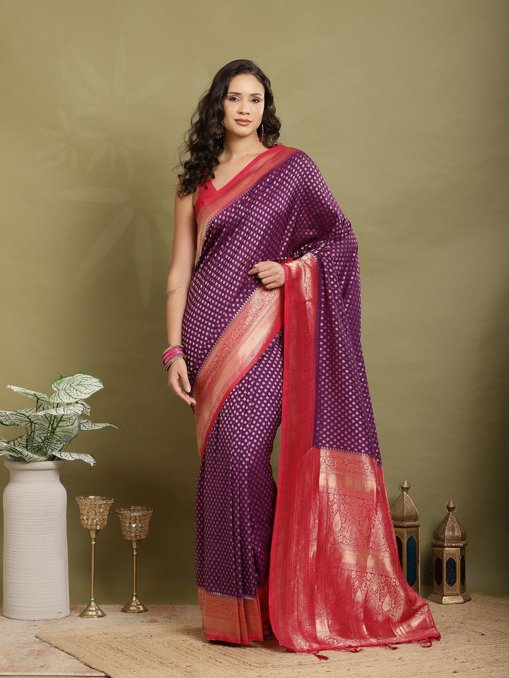Zari Booti Woven  Crepe Saree