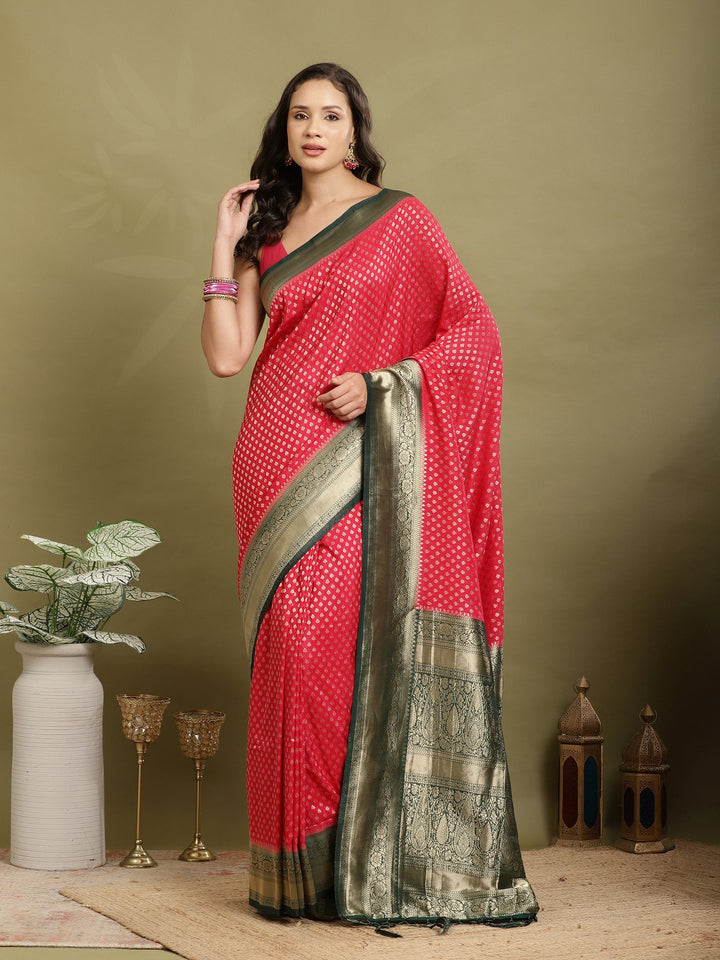Zari Booti Woven  Crepe Saree