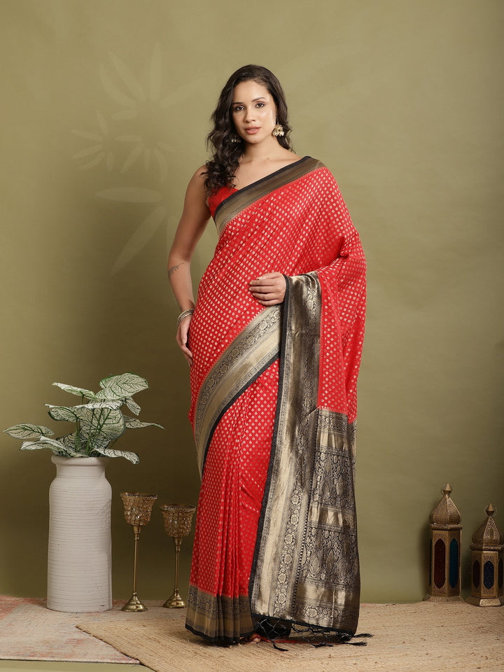 Zari Booti Woven  Crepe Saree