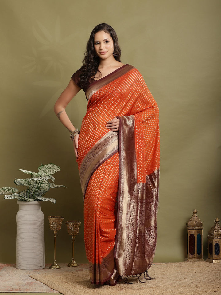 Zari Booti Woven  Crepe Saree