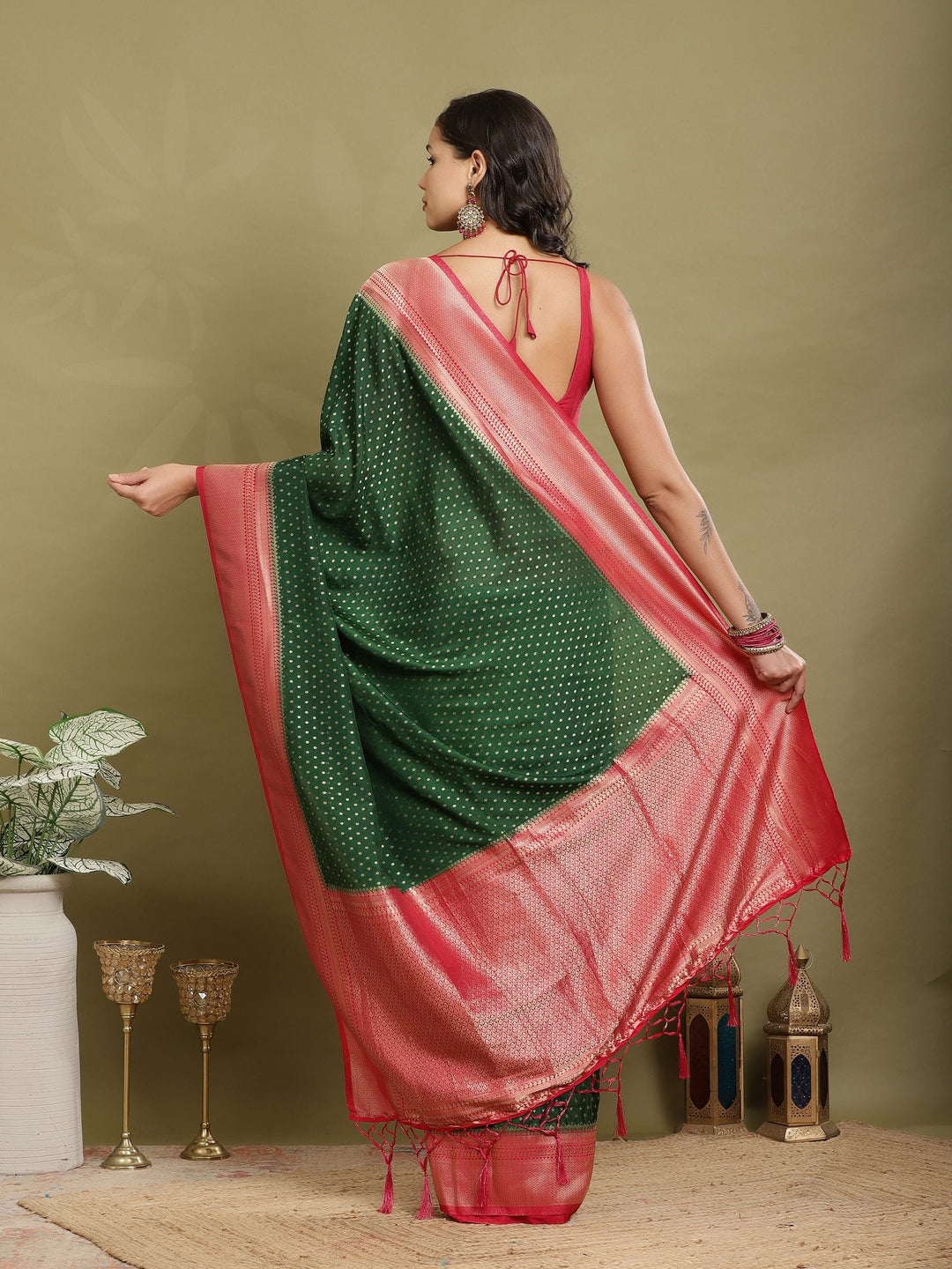 Zari Booti Woven  Crepe Saree