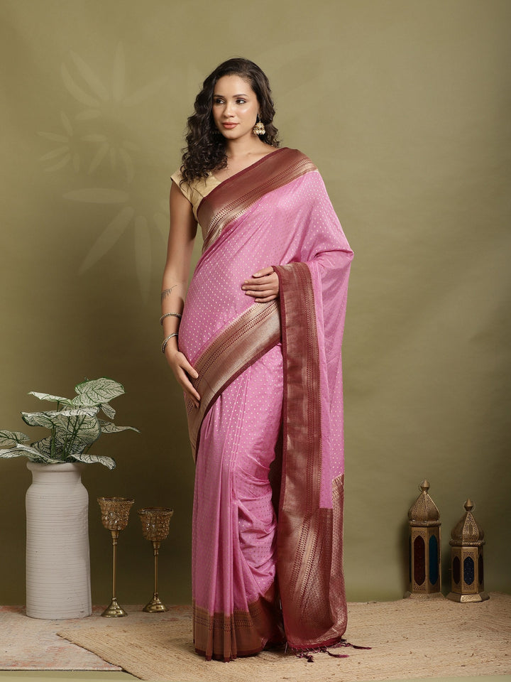 Zari Booti Woven  Crepe Saree