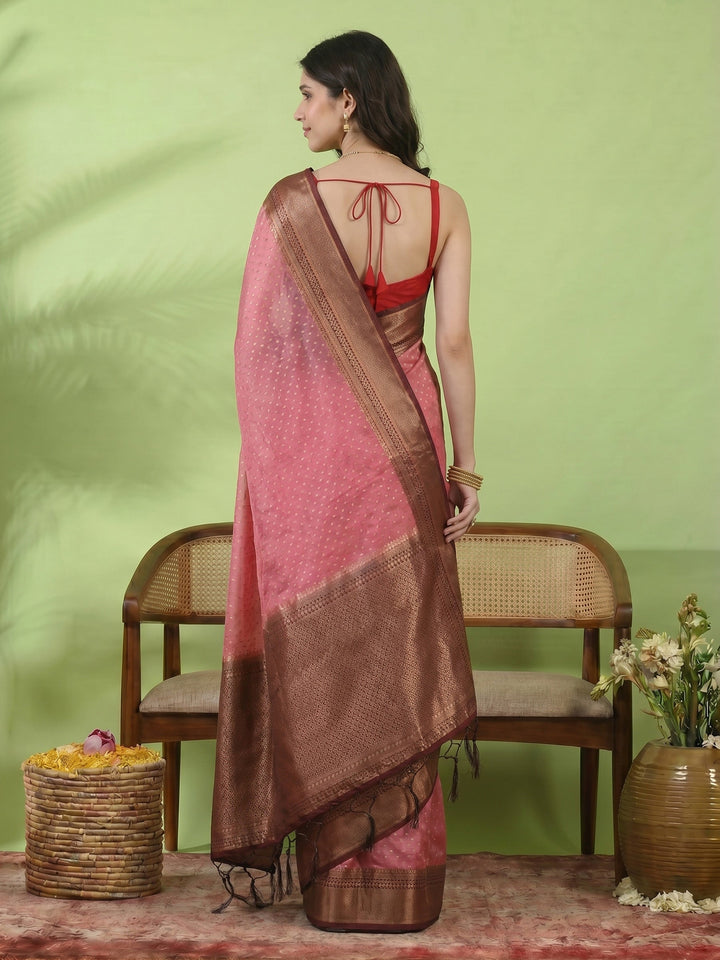 Zari Booti Woven  Crepe Saree