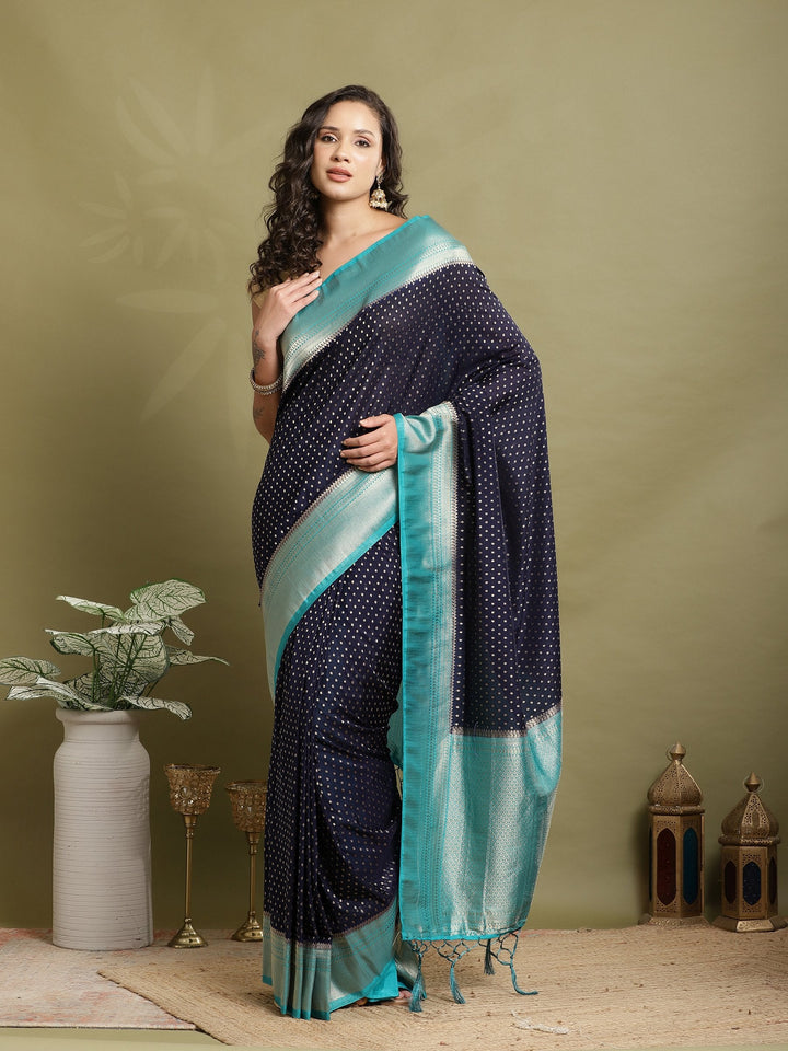Zari Booti Woven  Crepe Saree