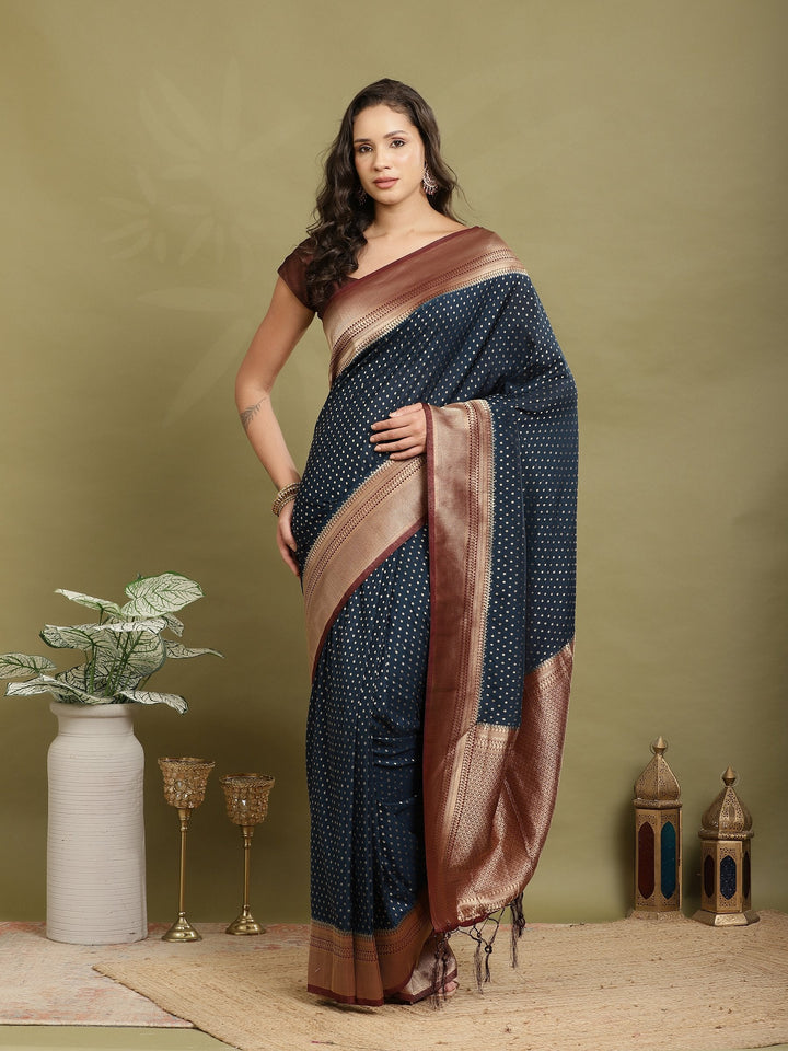 Zari Booti Woven  Crepe Saree