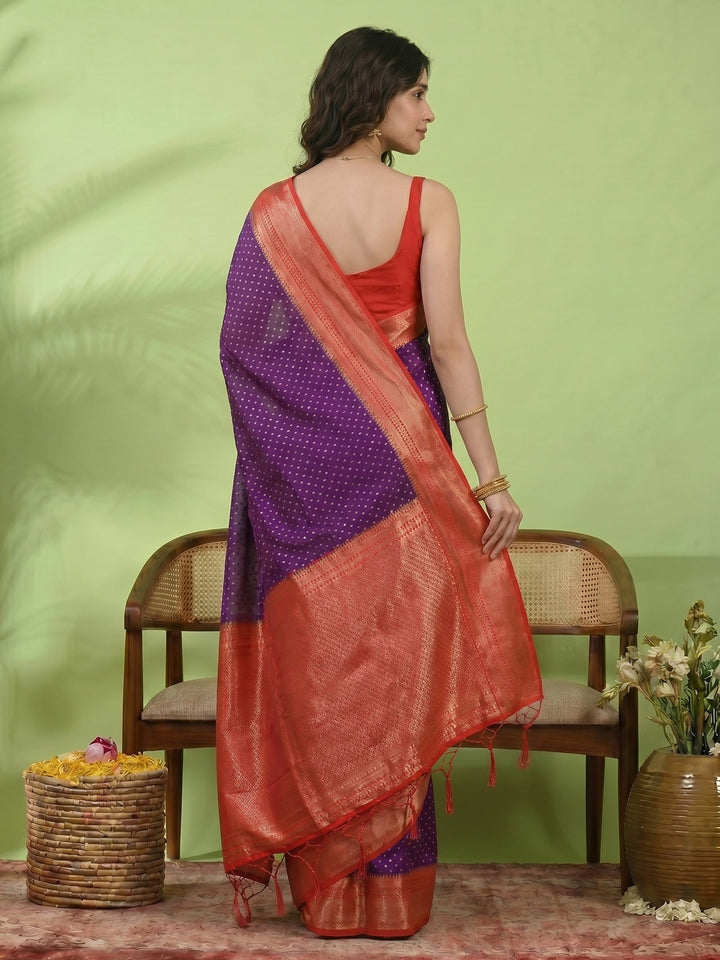 Zari Booti Woven  Crepe Saree