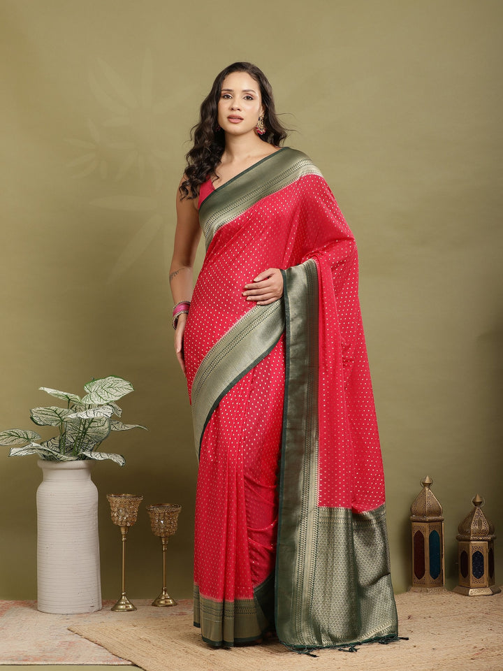 Zari Booti Woven  Crepe Saree